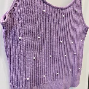 Light purple crop top w/ pearls